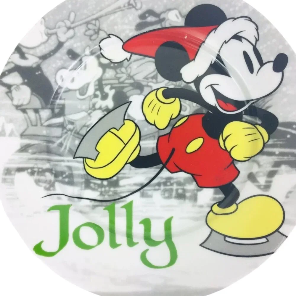 Disney Vintage Jolly Mickey Mouse Vintage Holiday Christmas Plate 8
